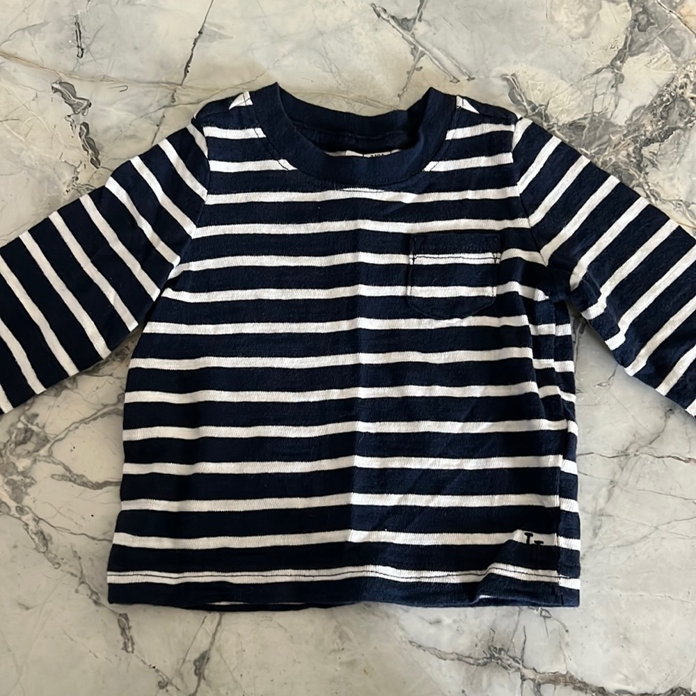 Blue and white striped longsleeve top